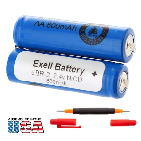 Exell Battery Razor Battery For Braun 2000, Norelco, Remington Razors EBR-2